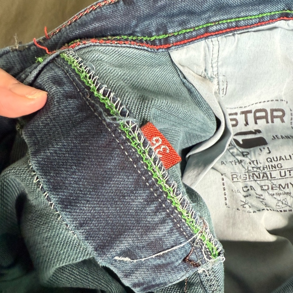 G-STAR RAW Men’s Skinny Jeans Dark Blue w/ Pleated Moto Detail Size 36 Denim Y2K - Picture 13 of 15